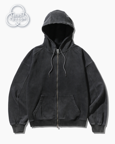 (ASI) FOUR-SEASON ESSENTIAL PIGMENT HOODED ZIP-UP_CHACOAL GRAY