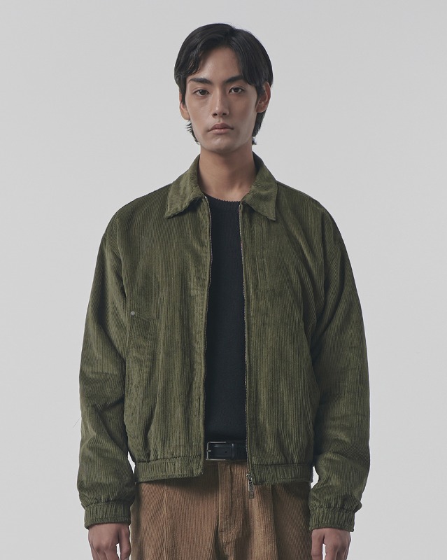 2WAY CROPPED CORDUROY DRIZZLER JACKET_OLIVE